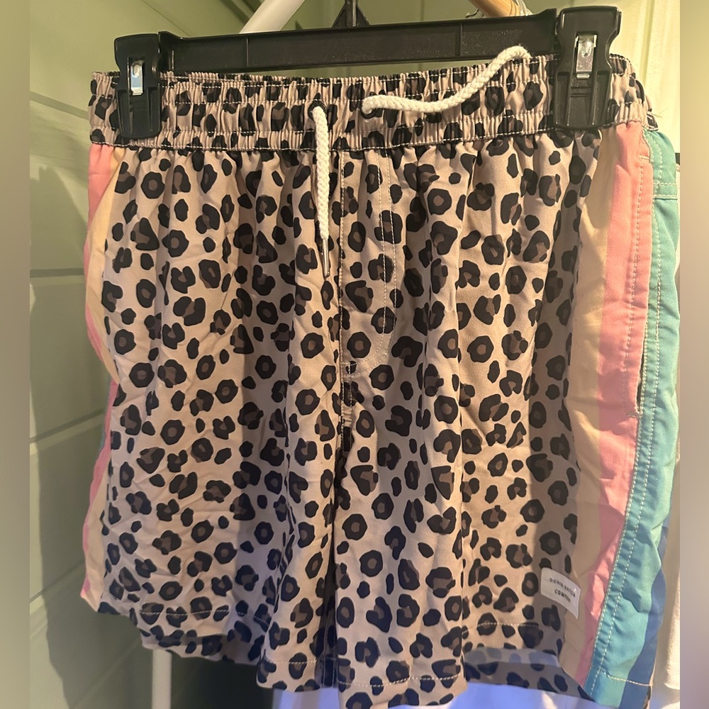 DUVIN DESIGN DISCO LEOPARD PRINT SWIM TRUNKS